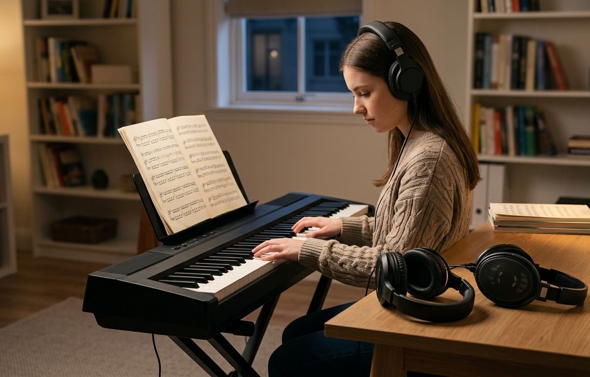 Jak wybrać słuchawki do cichej nauki na keyboardzie?